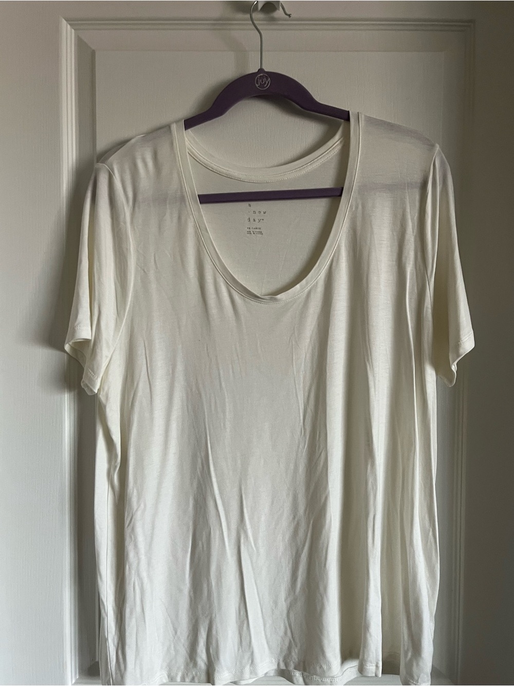 a new day Women's Short Sleeve Scoop Neck Tee in White 🪻
